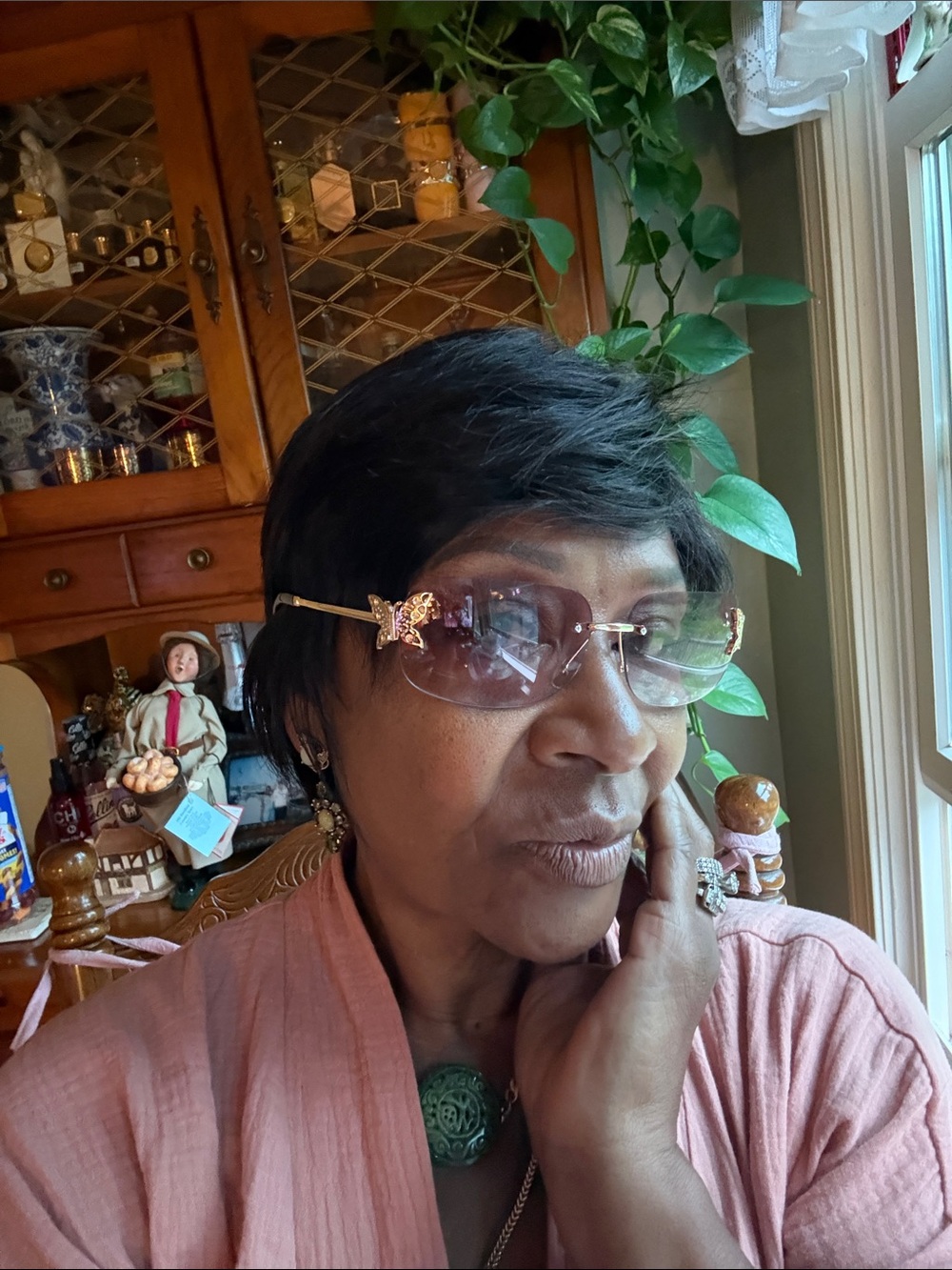 Rimless Clear Lens Sunglasses with Gold Accents